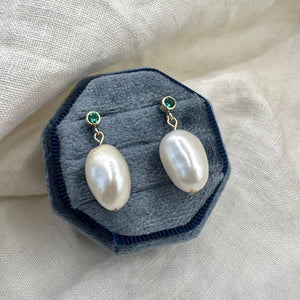 Beloved, XL Pearl & Birthstone Earrings