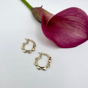 Flower Hoops, 14K Gold