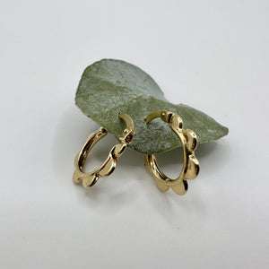 Flower Hoops, 14K Gold