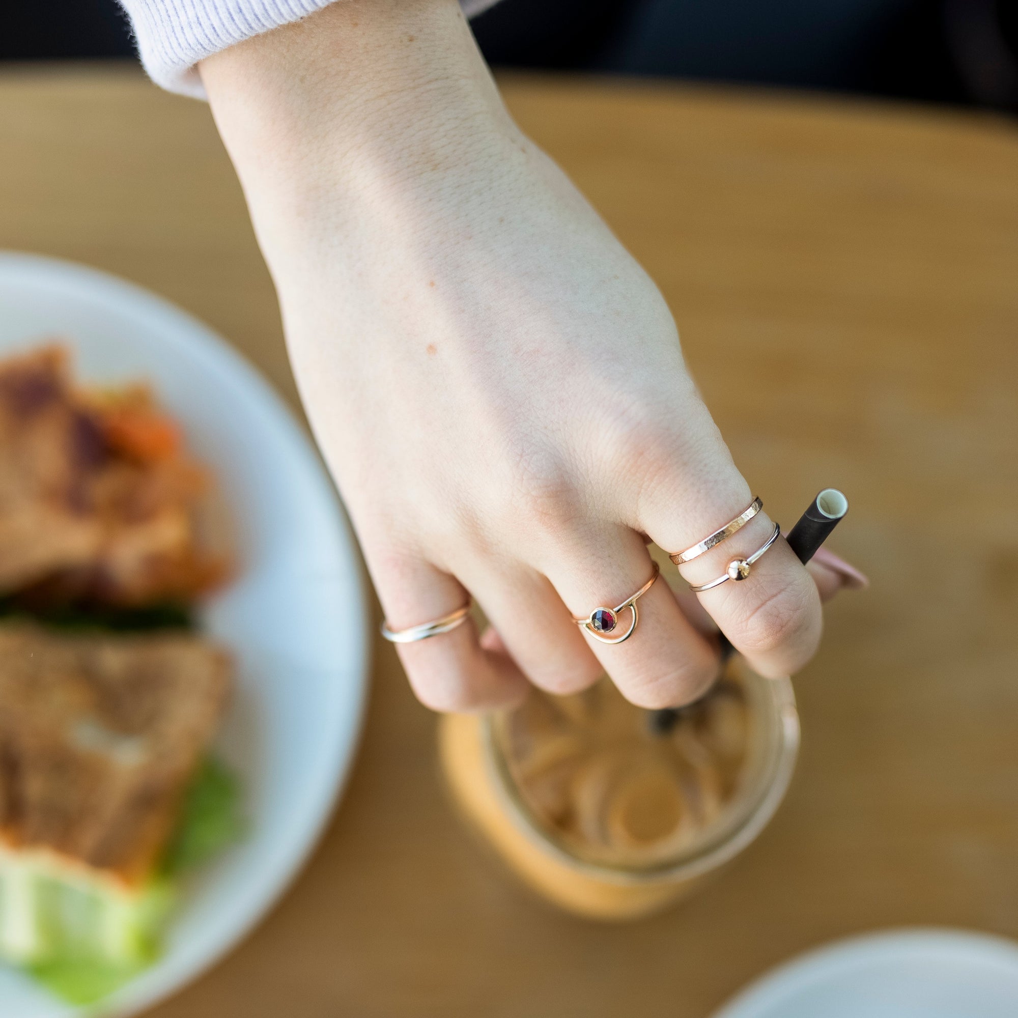 Crescent Gem Rings